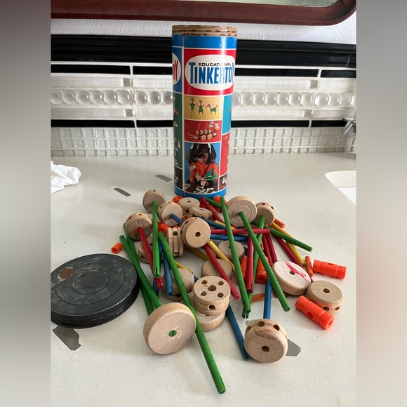 6 Bobine Tinkertoy In Legno Naturale 1 Foro - Ricambi Giocattoli Costruzione